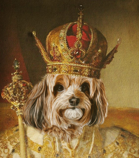 Historical dog portrait as king