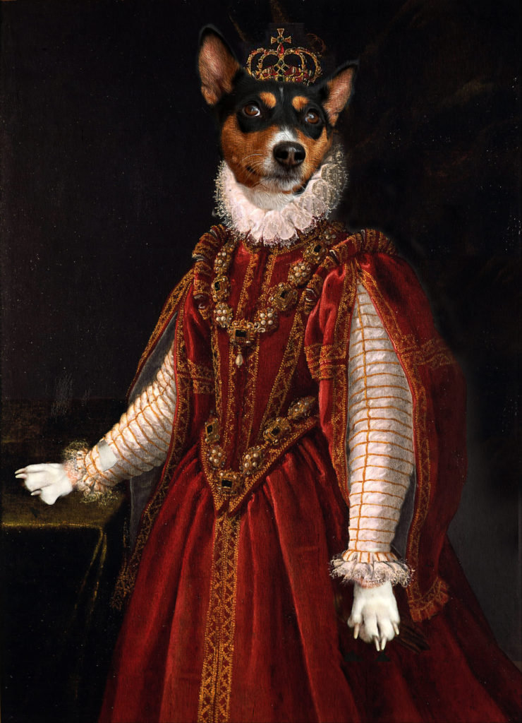 Historical queen dog portrait